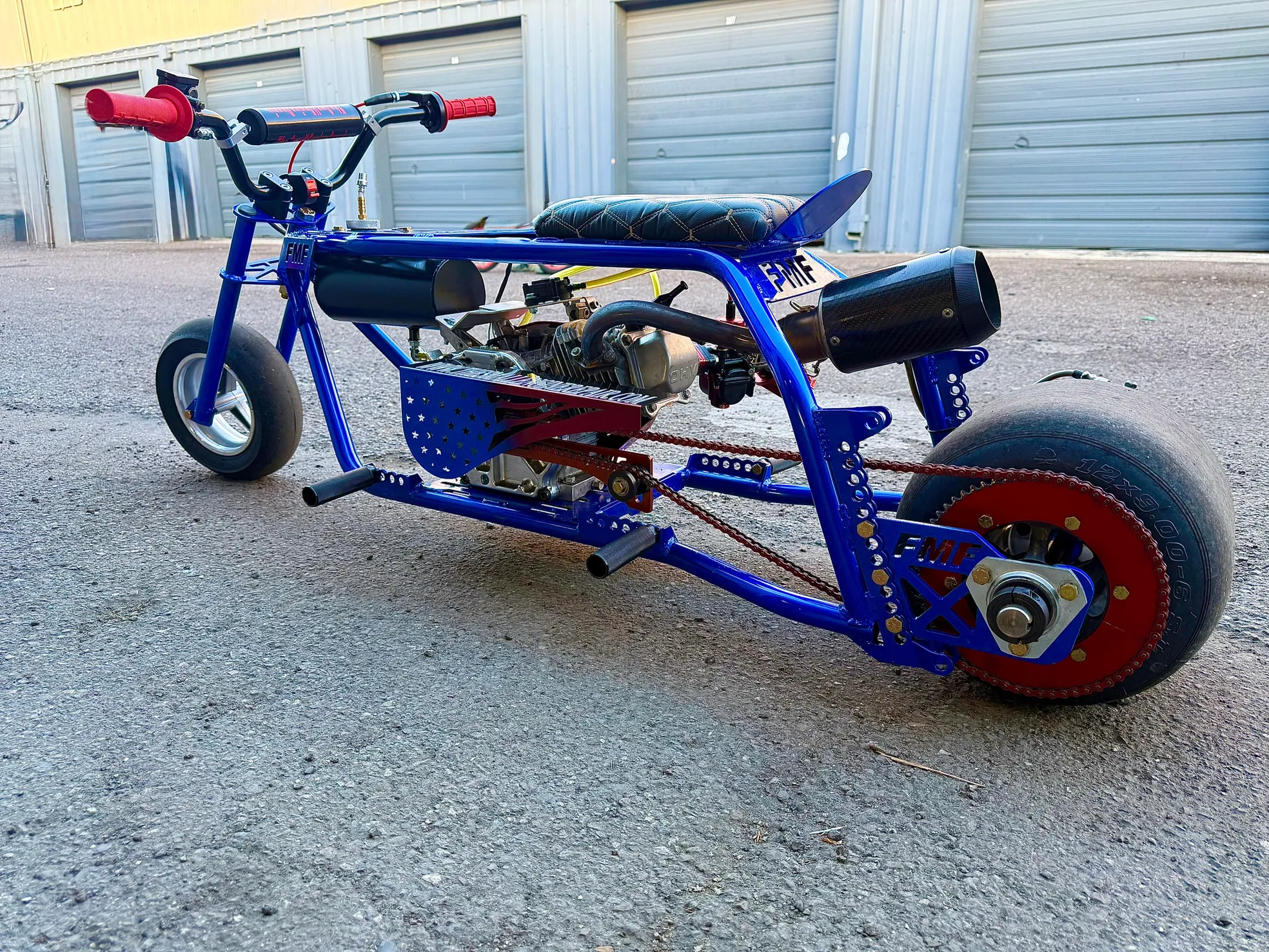 Custom blue mini bike build