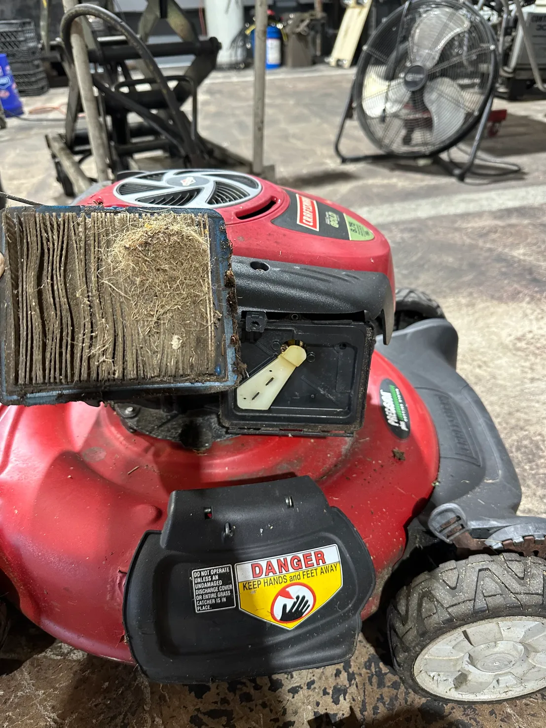 Lawn mower air filter service